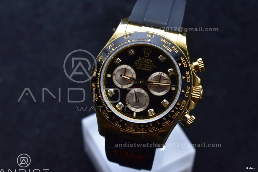 Strap SH4131 1:1 Daytona QF Oysterflex Diamonds V6 Black Best YG Dial on Edition (Weighted) 126518 0403